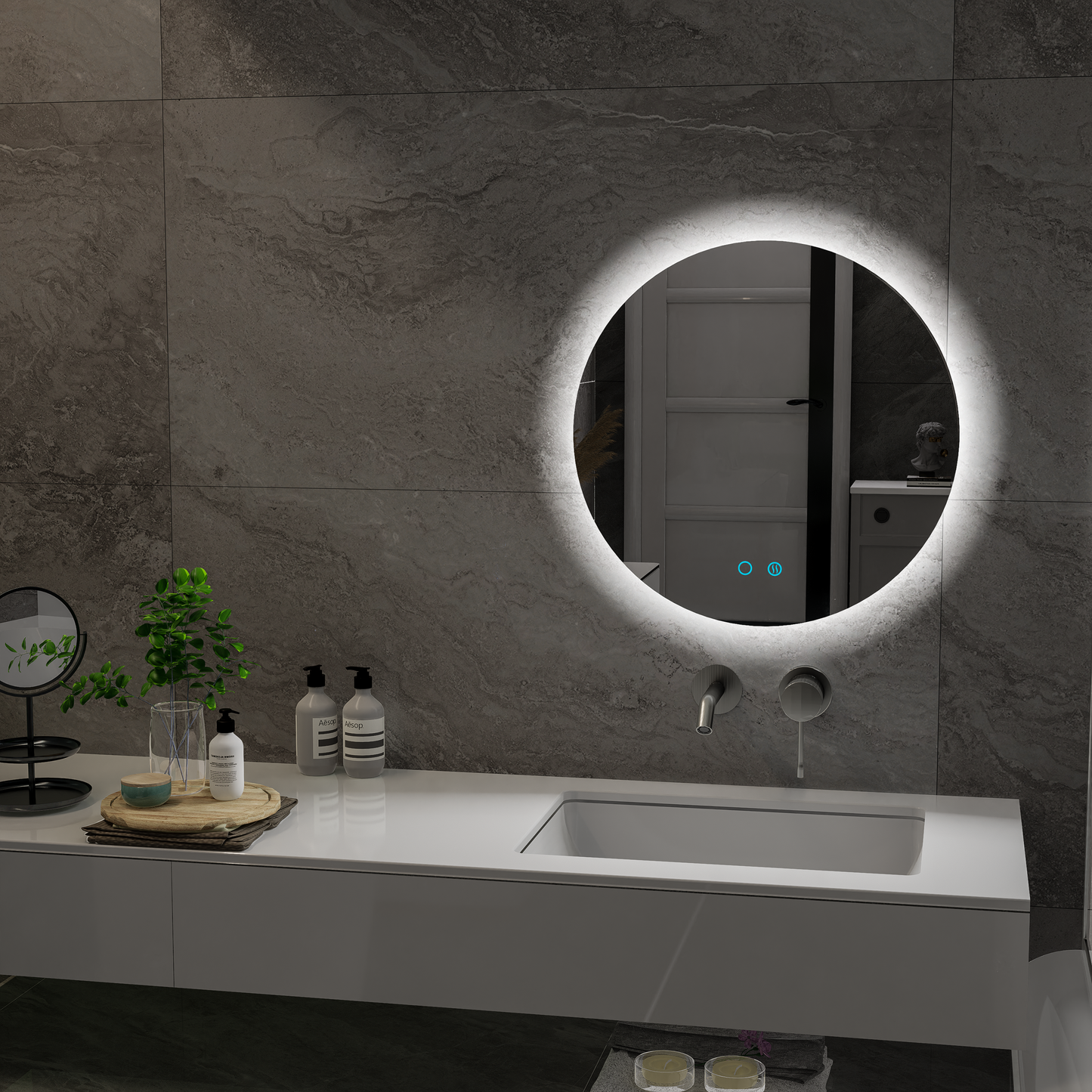 AmbiStar - Spiegel Rund mit LED Beleuchtung hinten